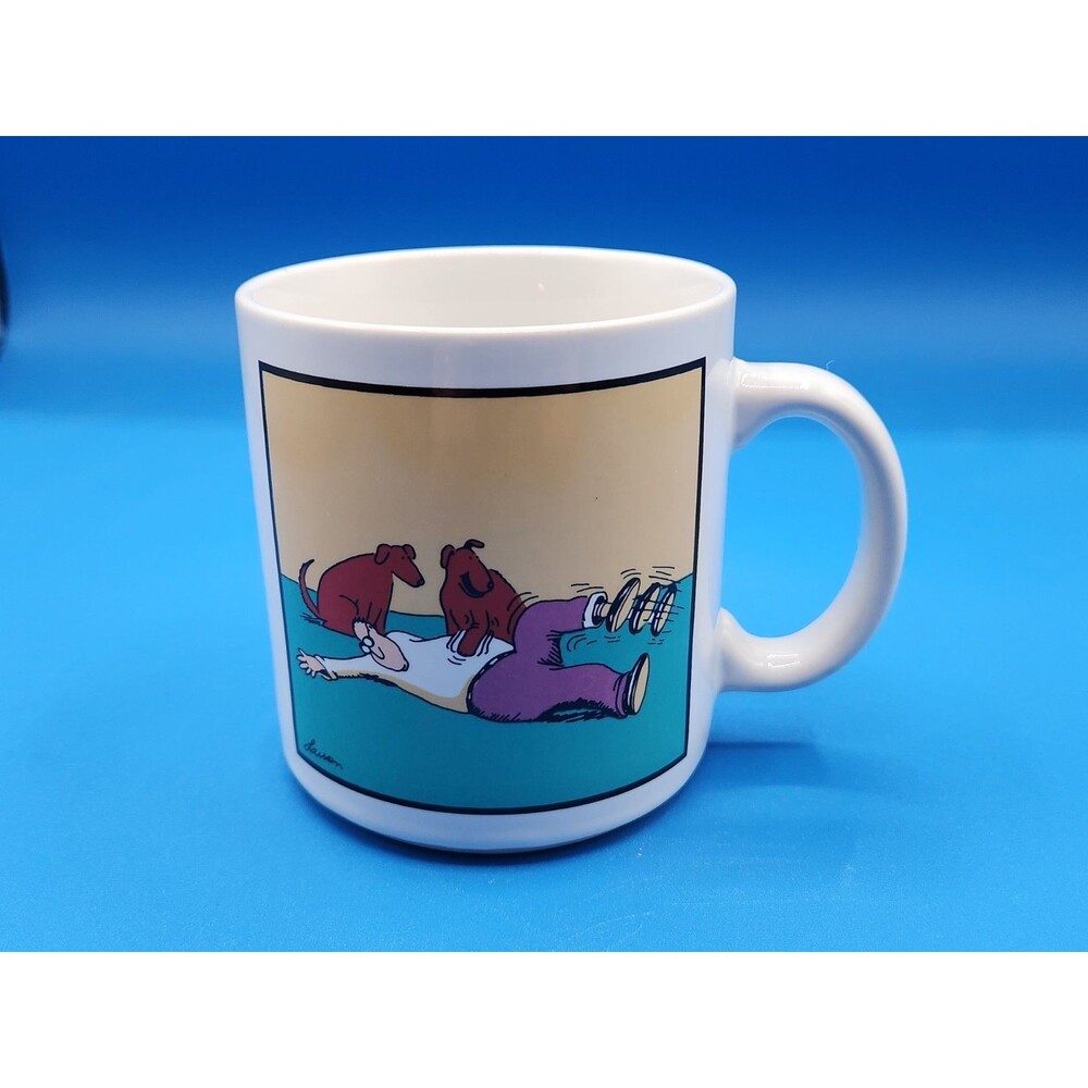 Vintage 1982 The Far Side "Belly Ribs" Ceramic Coffee Mug By Gary Larson